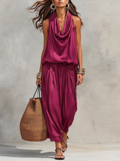 Zafrina | Draped Sleeveless Harem Jumpsuit