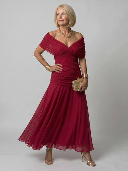 Sylvera | Romantic Print Evening Midi Dress