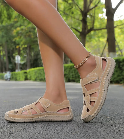 Rosa | Leather Cutout Closed Toe Casual Sandals