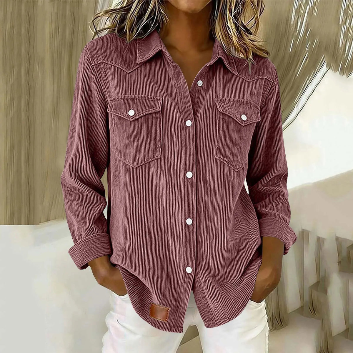 Renavia | Casual Corduroy Button Up Shirt
