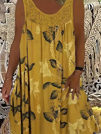 Petalyn | Lace Yoke Floral Swing Dress