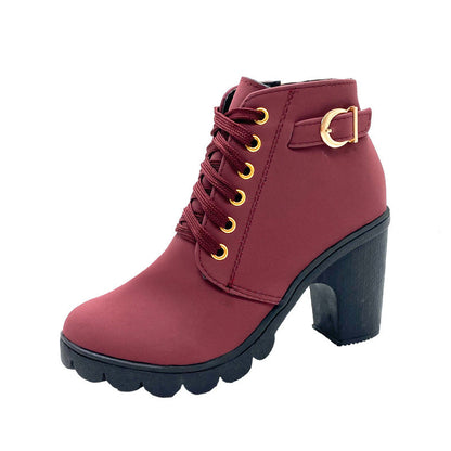 Sloane | Buckle Detail Lace Up Ankle Boots