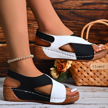 Lyndrel | Colour Block Open Toe Comfort Wedge Sandals