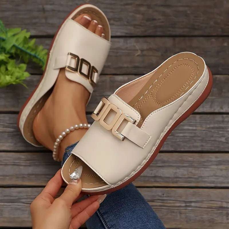 Quinlisse | Buckle Strap Casual Slide Sandals