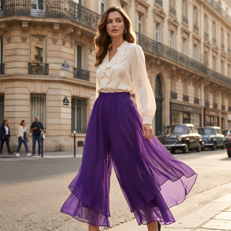 Aveline | Flowing Chiffon Palazzo Trousers