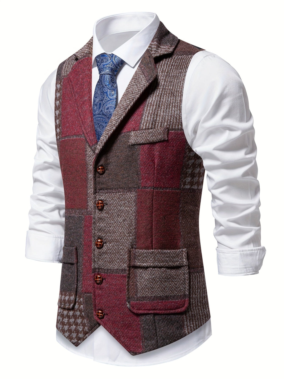 Garran | Patchwork Button Front Waistcoat
