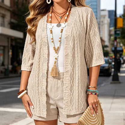 Queniva | Open Front Layered Cardigan Set