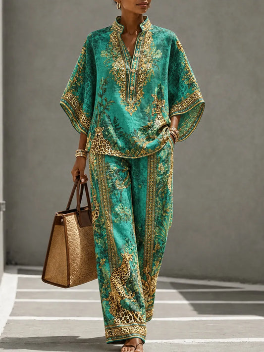 Ysolina | Elegant Animal Print Two Piece Set