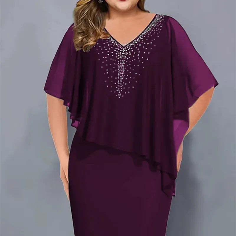 Faustine | Elegant Chiffon Cape Dress