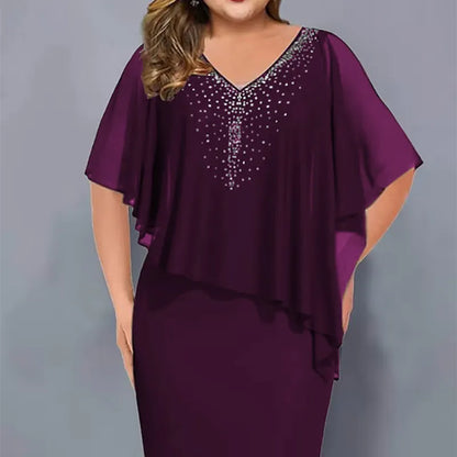 Faustine | Elegant Chiffon Cape Dress