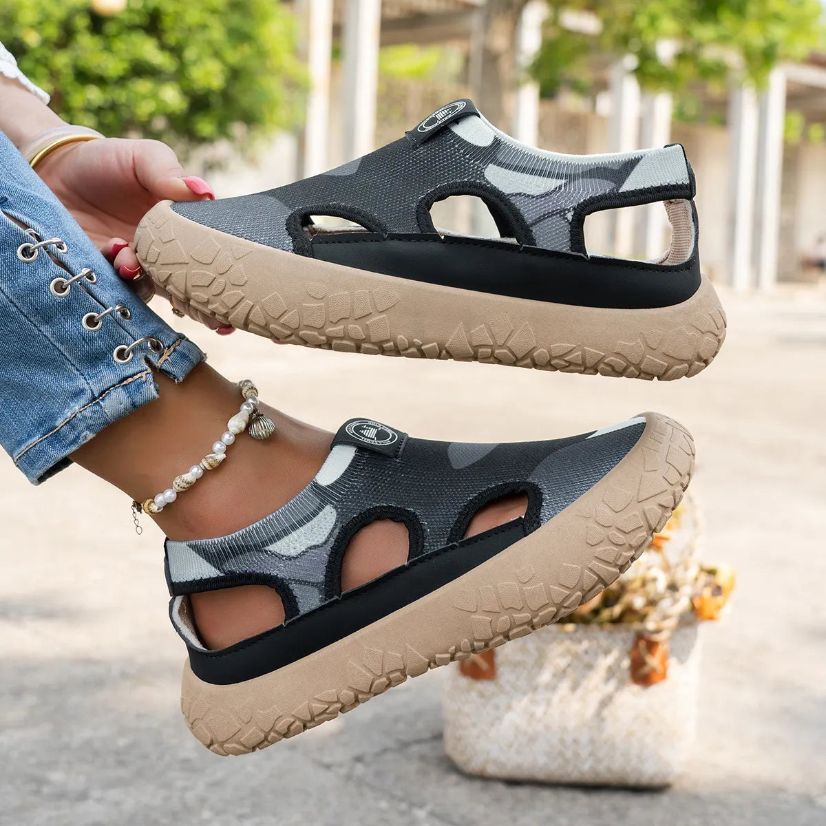 Elvara | Cushioned Cutout Walking Shoes