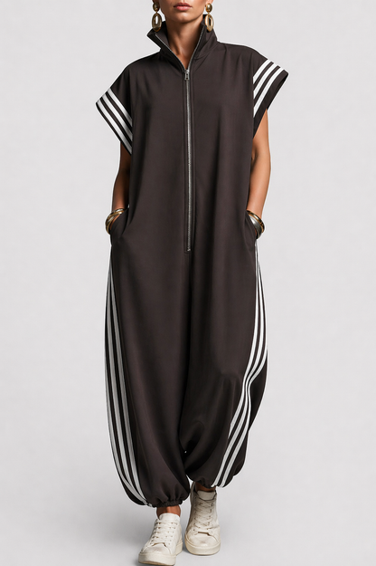 Zarela | Oversized Zip Front Jumpsuit