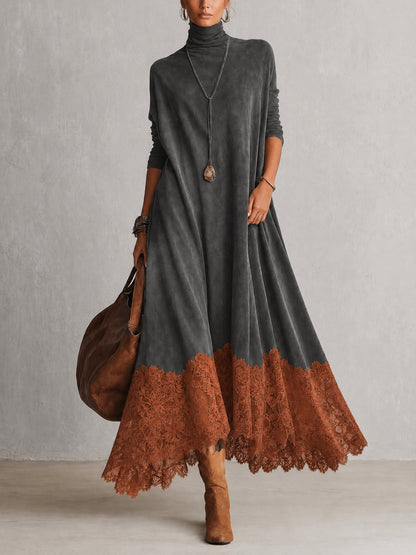 Marietta | Relaxed Turtleneck Lace Maxi Dress