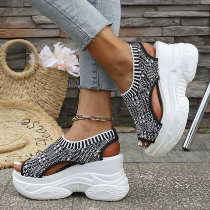 Zevarra | Platform Knit Walking Sandals