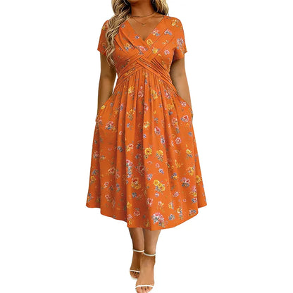 Oriavelle | Flowy V-Neck Midi Dress