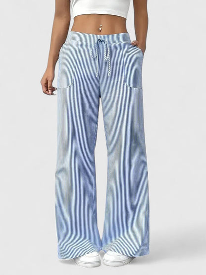 Ainsleigh | Striped Wide Leg Lounge Trousers