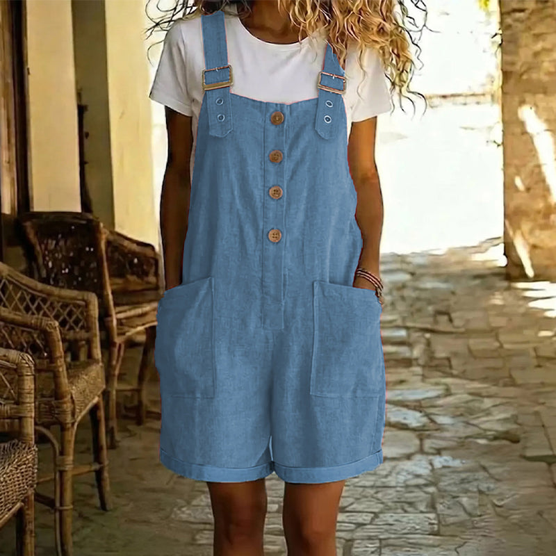 Aubrielle | Button Front Pocket Romper