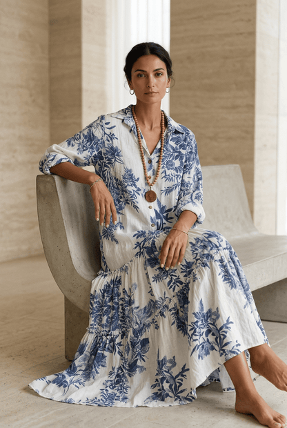Alizée | Botanical Print Tiered Maxi Dress