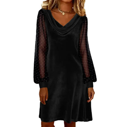 Zinnelle | Embellished Sheer Sleeve Mini Dress