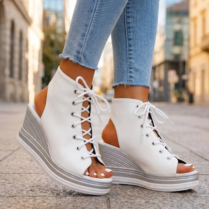 Violetta | Lace Up Wedge Sandals