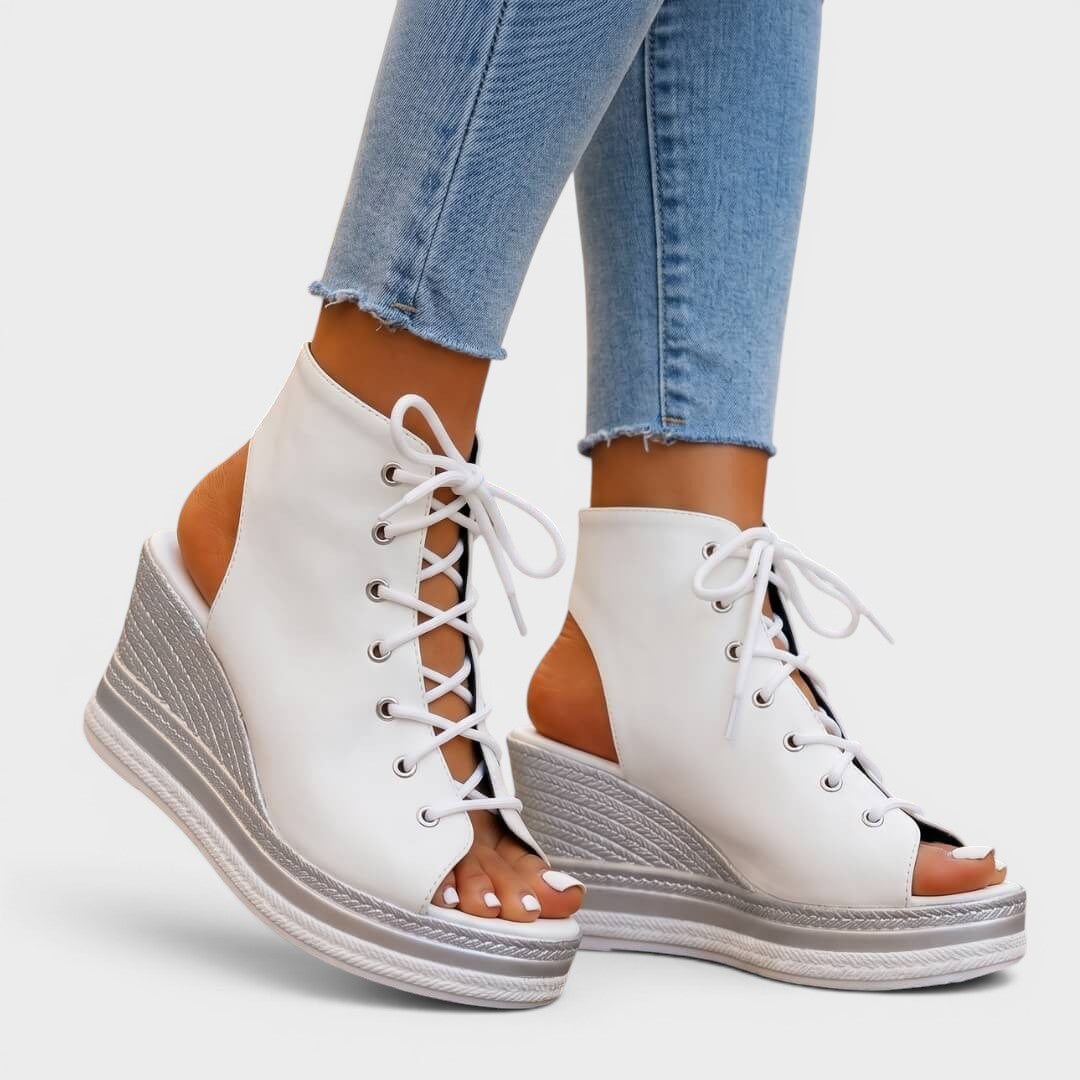 Seloria | Lace Up Platform Wedge Sandals
