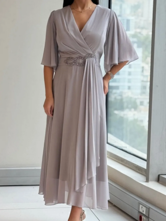 Calienne | Flowing Flutter Sleeve Maxi Dress