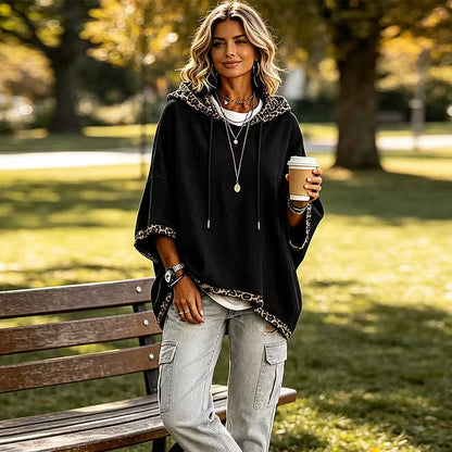 Rosamund | Relaxed Leopard Trim Hooded Sweatshirt