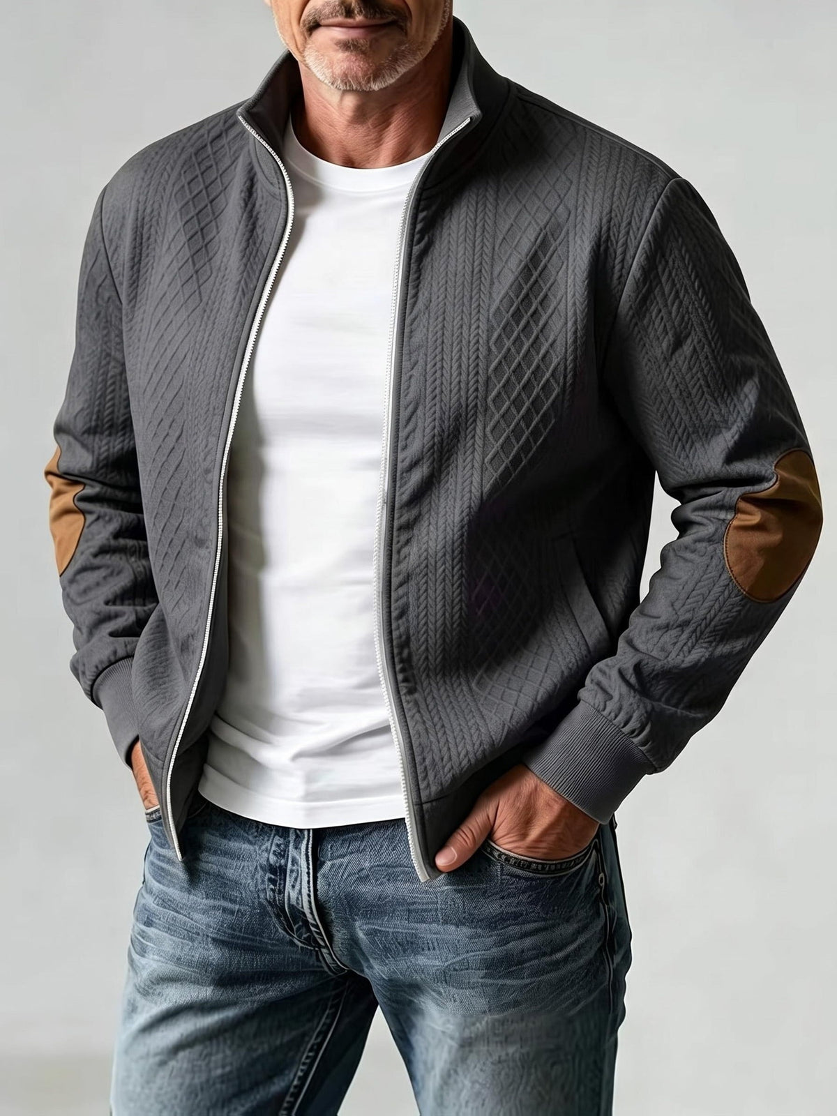 Montrose | Textured Stand Collar Zip Jacket