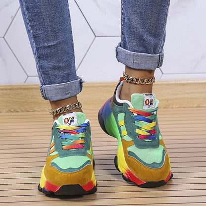 Tivona | Rainbow Lace Up Chunky Sneakers