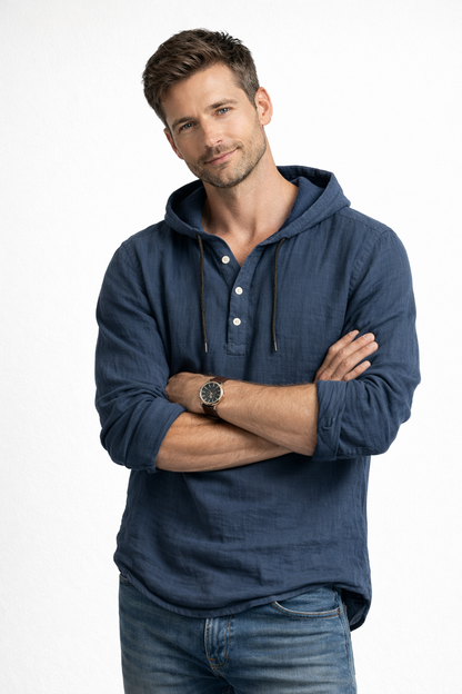 Corven | Hooded Button Casual Shirt