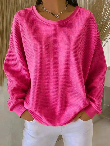 Velunara | Waffle Knit Casual Sweatshirt