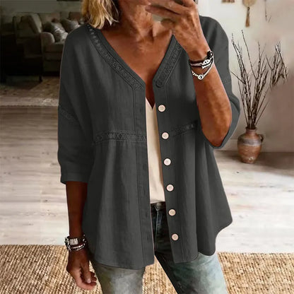 Dorothea | Artisan Trim Button Front Blouse