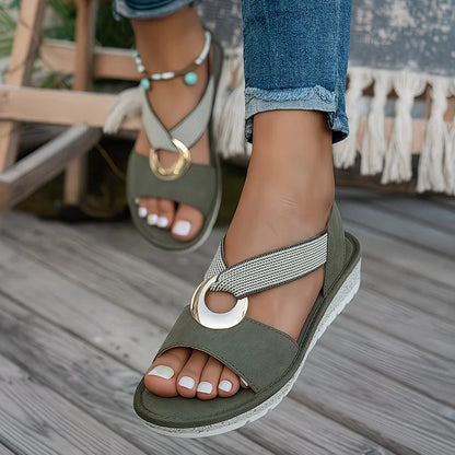 Azmira | Metallic Ring Strap Sandals