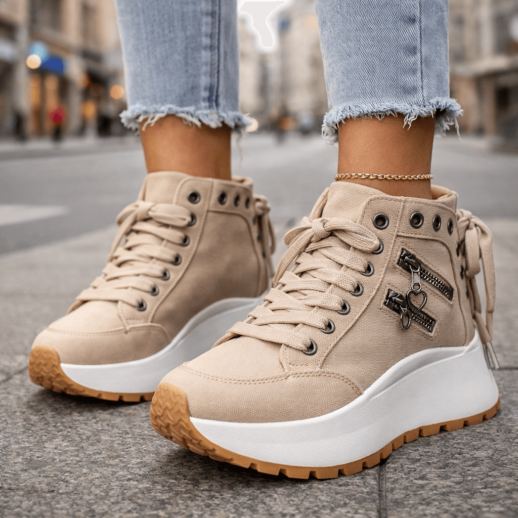 Veltrix | Zip Detail Platform High Top Sneakers