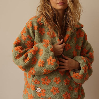 Jolene | Cosy Floral Fleece Half Zip Sweater