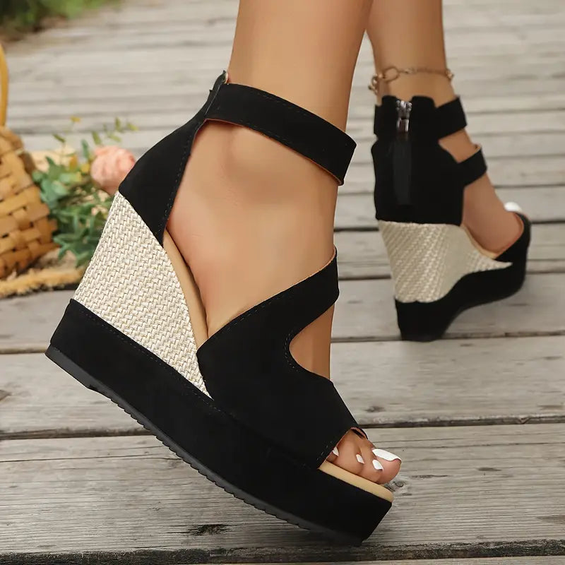 Xavirelle | Cross Strap Platform Wedge Sandals