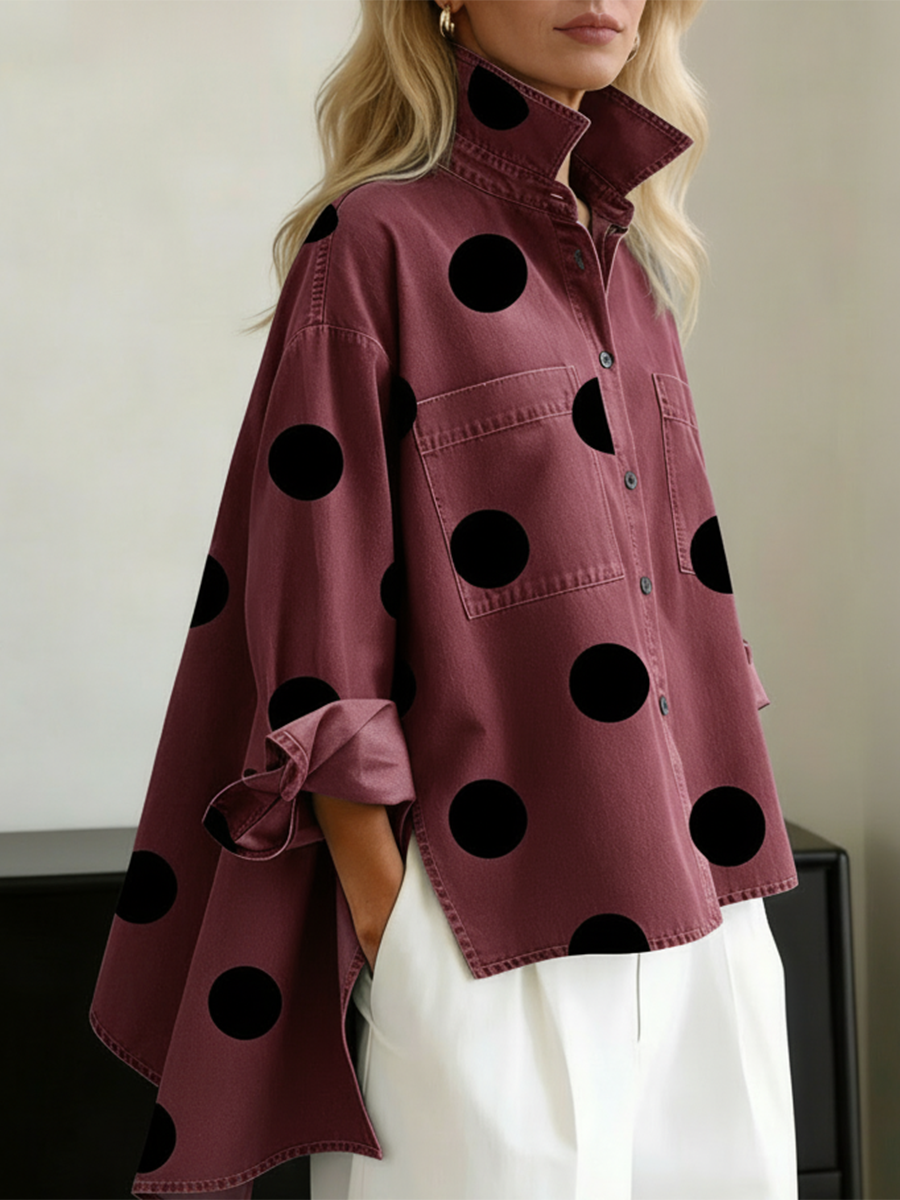 Coralie | Polka Dot Button Front Blouse