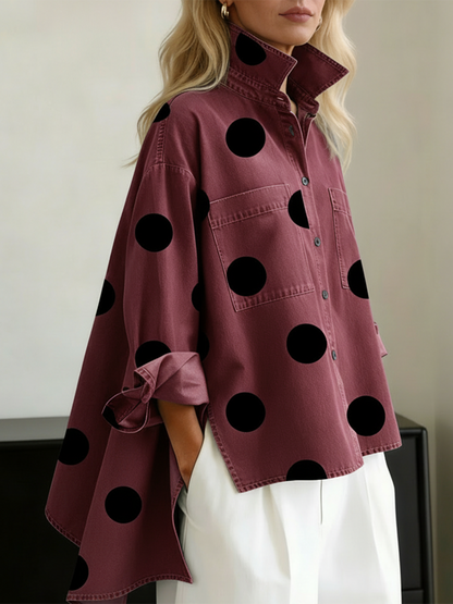 Coralie | Polka Dot Button Front Blouse