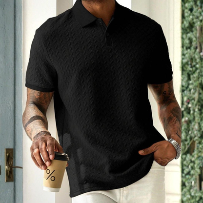Renwick | Textured Knit Short Sleeve Polo
