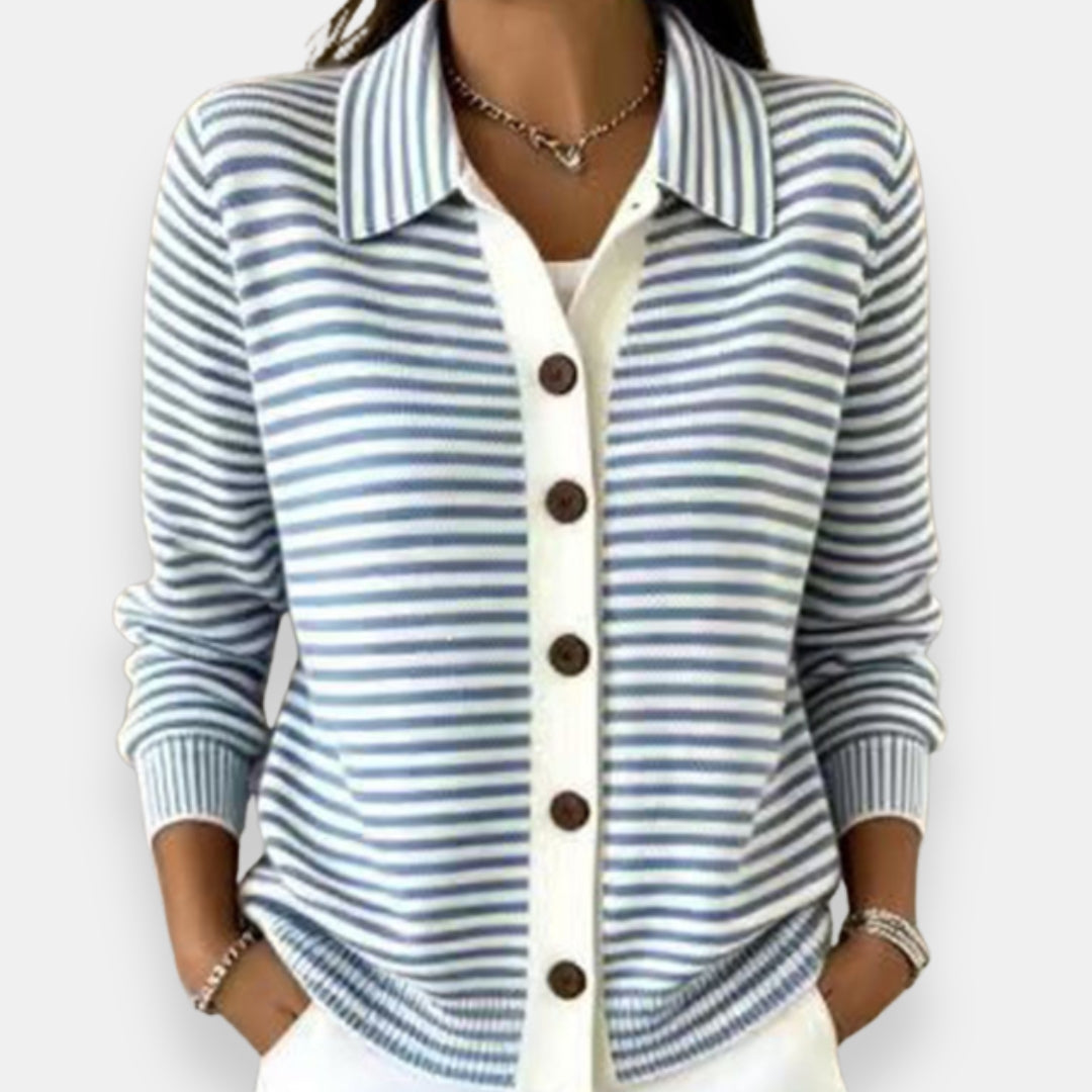Florina | Striped Button Front Knit Cardigan