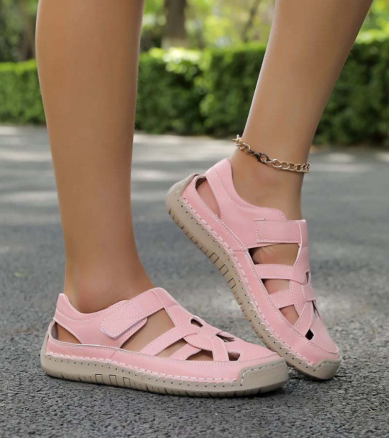 Rosa | Leather Cutout Closed Toe Casual Sandals