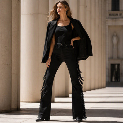Jovessa | Western Fringe Flared Pants
