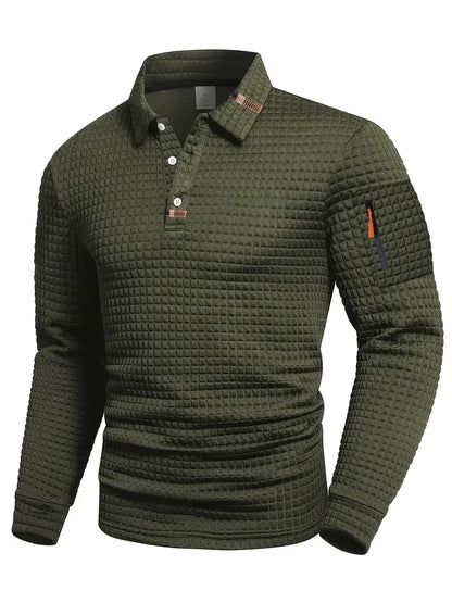 Zyvoren | Textured Long Sleeve Polo Shirt