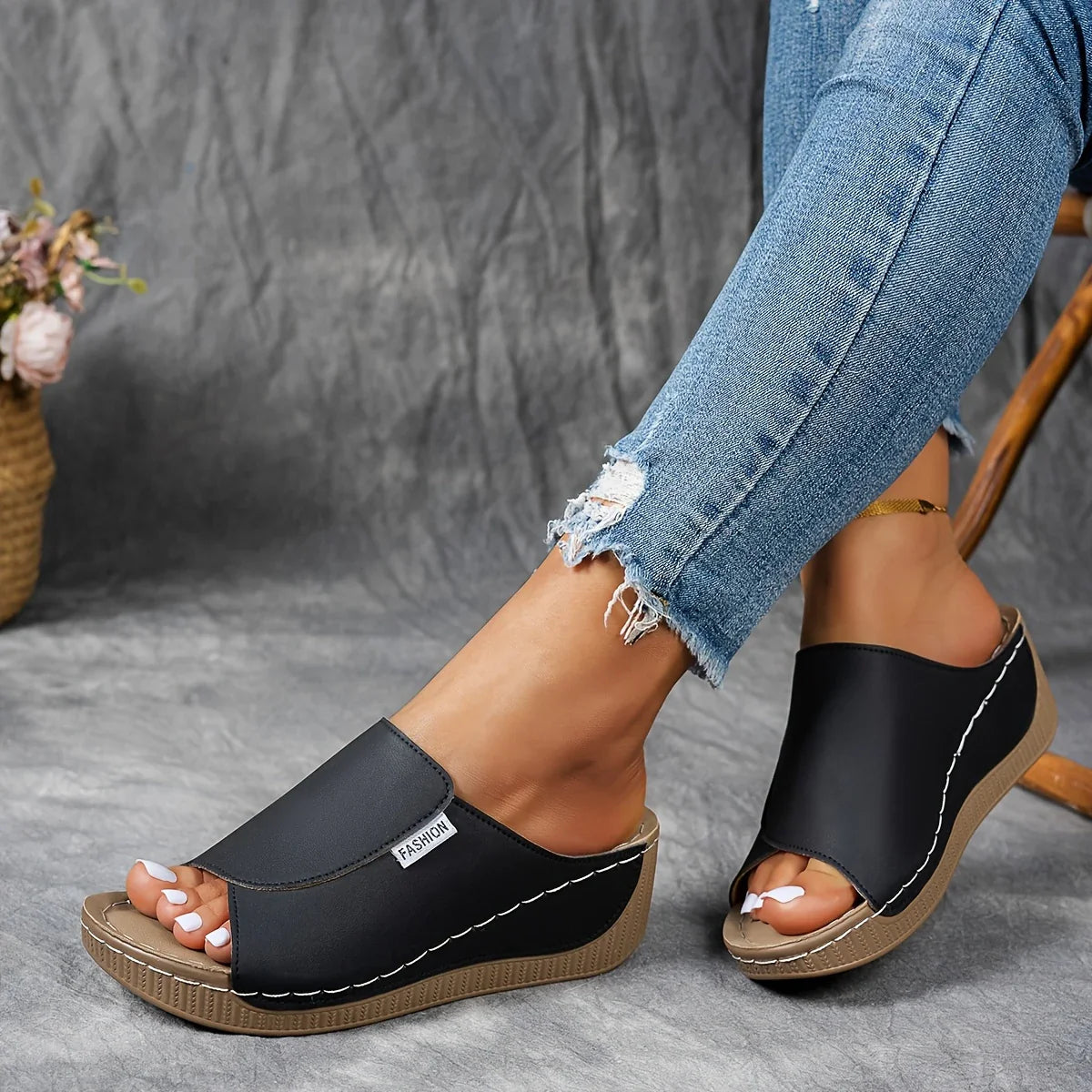 Mirelune | Casual Wedge Mule Sandals
