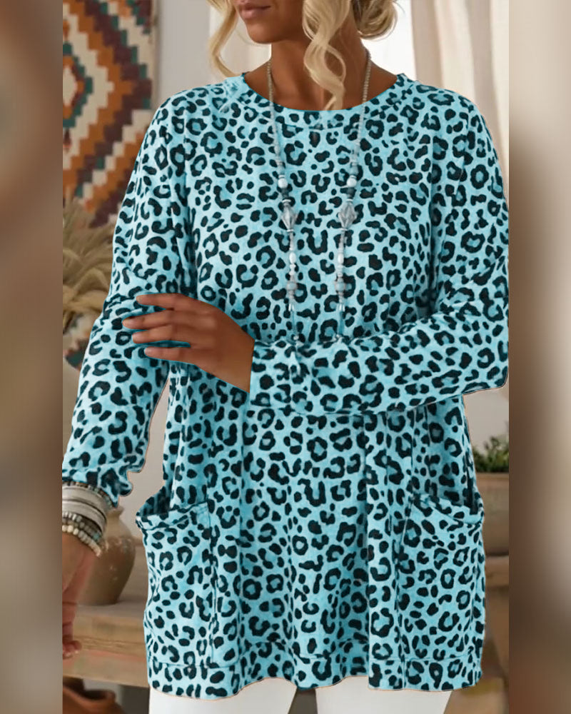 Zafira | Leopard Print Pocket Tunic Top