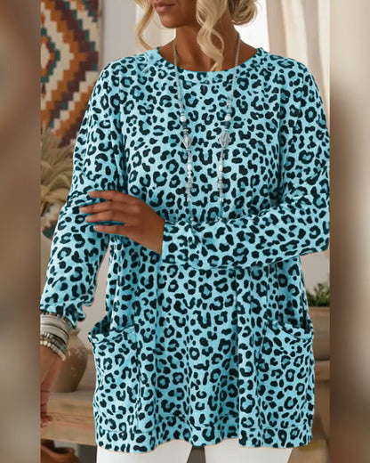 Zafira | Leopard Print Pocket Tunic Top