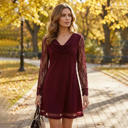Evandria | Elegant Lace Sleeve Mini Dress
