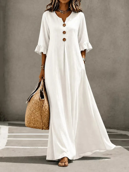 Ceryselle | Ruffle Sleeve Flowing Maxi Dress