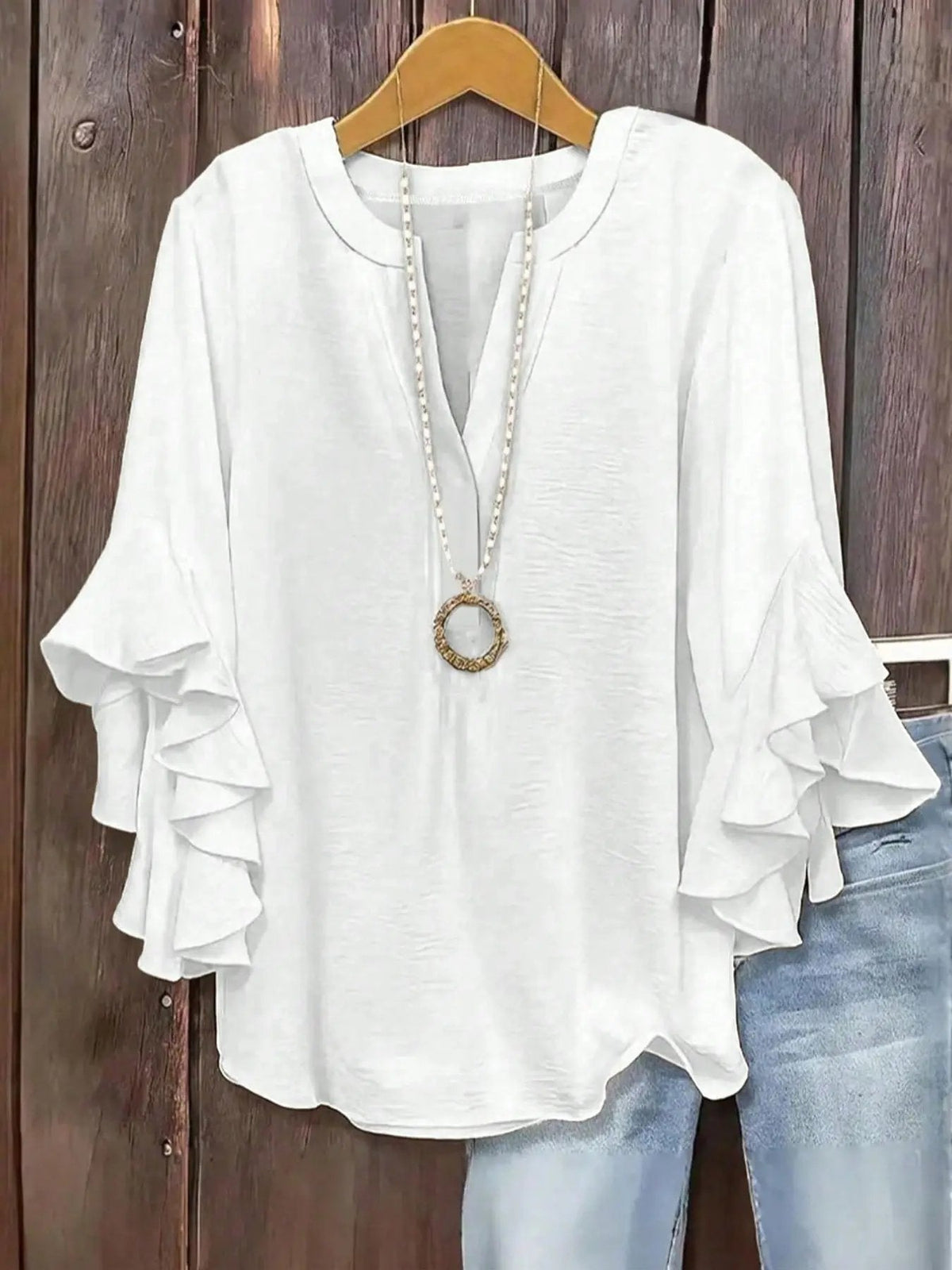 Evarisse | Graceful Ruffle Sleeve Blouse