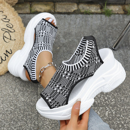 Zevarra | Platform Knit Walking Sandals